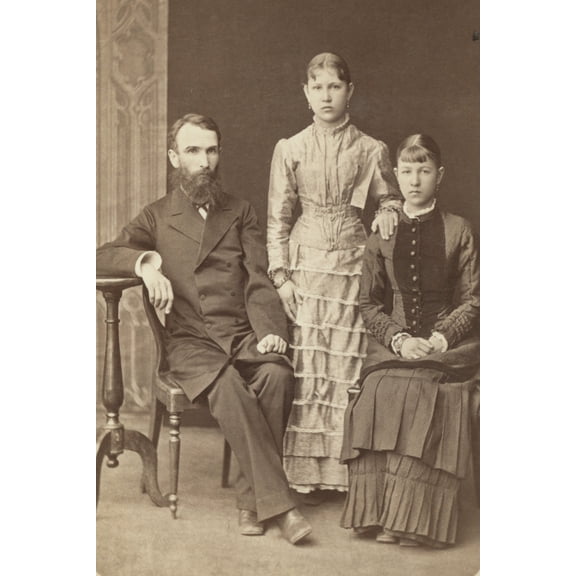 Print: Family Portrait Of An Unidentified Man And His Two Daughters, 1885
