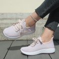 thumbnail image 4 of pwidon Women's Walking Sneakers Lightweight Lace Up Athletic Running Shoes Breathable Fly Knit Casual Sport Trainers Grey Black Pink 5.5, 4 of 6