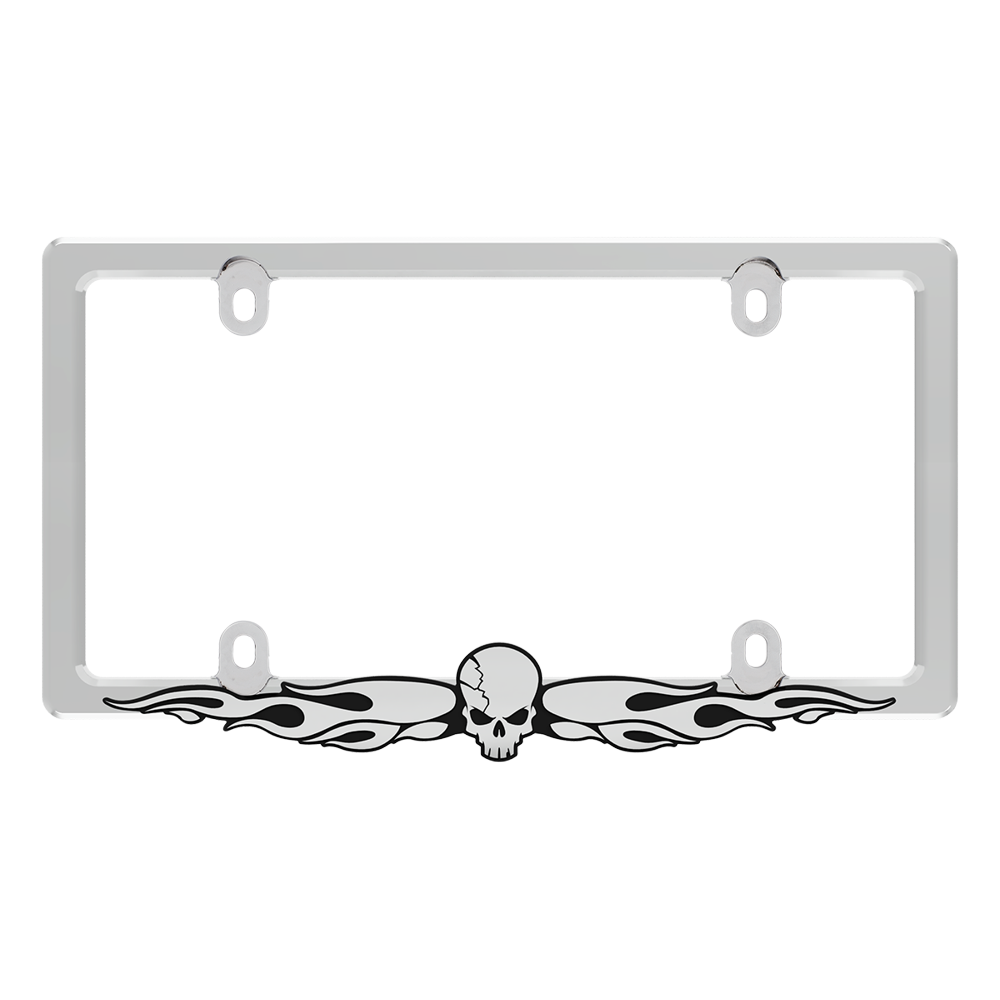 Cruiser Accessories Skull License Plate Frame (Chrome/Chrome/Black