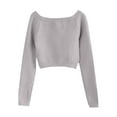 thumbnail image 5 of Fancifize Girl's Crew Neck Cropped Sweater Long Sleeve Soft Knit Tops Kid Casual Yoga Workout Outfits Slim Fit Comfy Fall Clothes 5-16 Years, 5 of 5