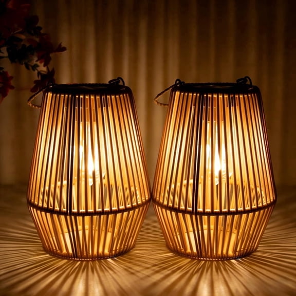Outdoor Solar Lanterns, 2 Pcs Hanging Solar Lanterns Waterproof LED Garden Decor for Yard, Patio, Backyard, Porch, Trees