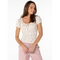 thumbnail image 2 of Celebrity Pink Women's Puff Sleeve Top, Sizes XS-XXXL, 2 of 6