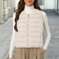 thumbnail image 2 of Breezora Women's Winter Lightweight Sleeveless Cotton Vest with Down Insulation Jacket for Thermal Warmth and Outdoor Activities XXL Size Beige, 2 of 4