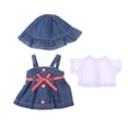 thumbnail image 4 of Tops de vestir y gorro de mezclilla de Loungewear para de muñecas Mellchan de 25 cm Baoblaze Doll Denim Suspender conjunto de falda, 4 of 7