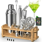 30pcs Bartender Kit with Stand, 25oz Bar Set Cocktail Shaker Set, Professional Mixology Bar Tools Home Bar Tools Set Bar Accessories