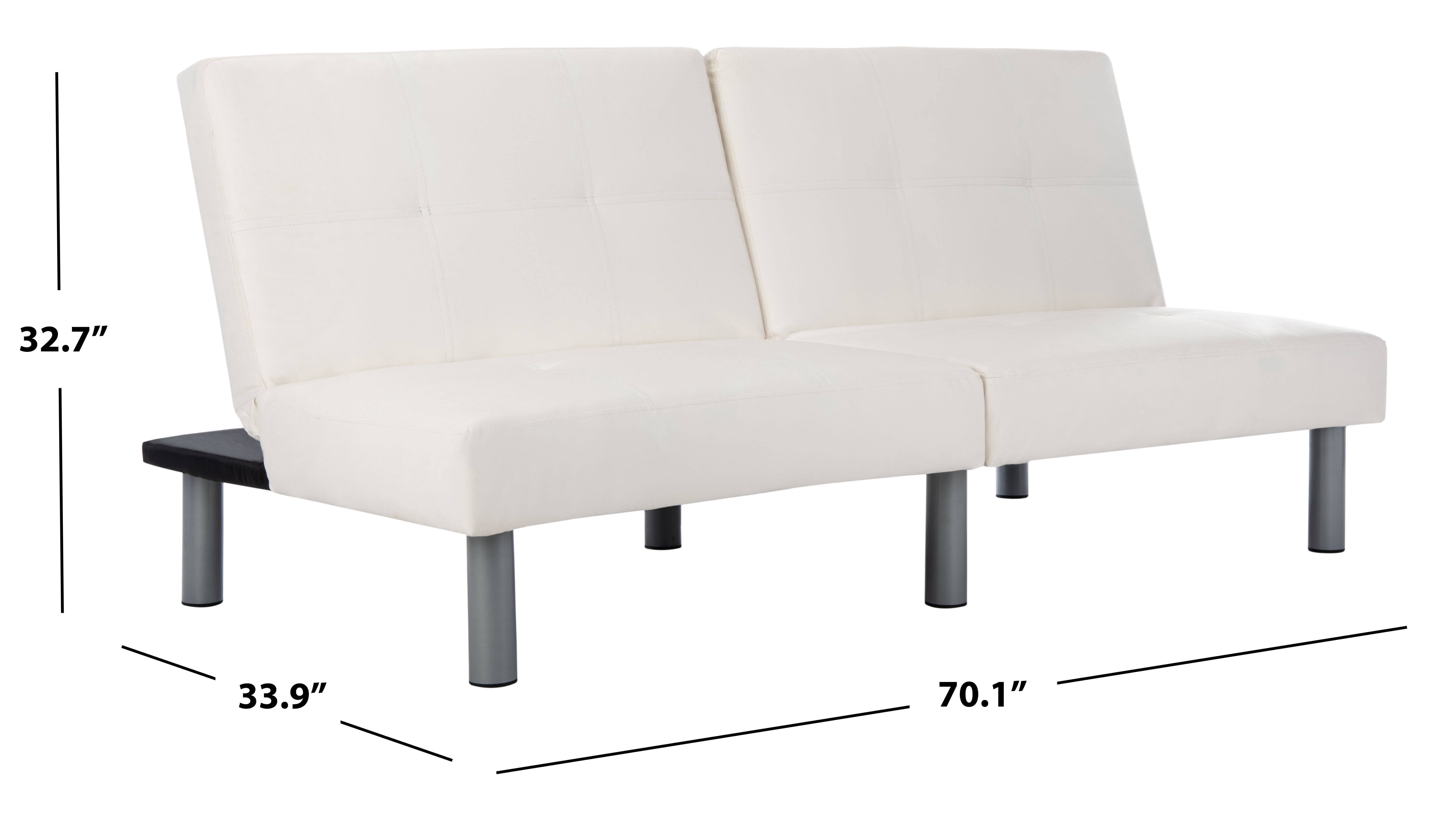 Safavieh Noho Modern Foldable Futon Bed, White/Silver