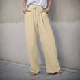thumbnail image 2 of Women's Casual Solid Color Tether Loose Yoga Trousers - Polyester, Mid - Waist Elastic, Side Pockets, Comfortable, Size Chart, 2 of 5
