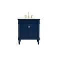 thumbnail image 3 of Elegant Decor 30 Inch Single Bathroom Vanity In Blue With Ivory White Engineered Marble, 3 of 16