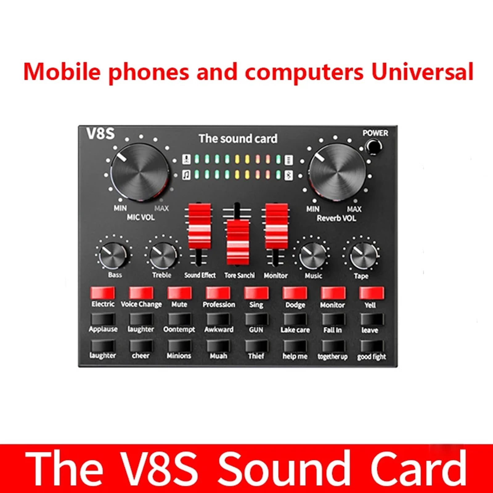 Clear External Sound Card V8s Mobile Phone Microphone Sound Card Sound Card For Mobile Computer Aud-io Interface ,Easy to Operate