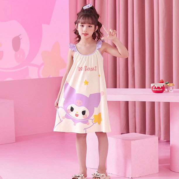 Sanrios pijamas para niños Kawaii Anime MyMelody Kuromi Cinnamoroll niñas Sling camisón dibujos animados verano manga corta conjunto de ropa de casa