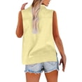thumbnail image 3 of DYMADE Womens Summer Workwear Turn-down Collar Sleeveless Single Breasted Basic Blouse, 3 of 5