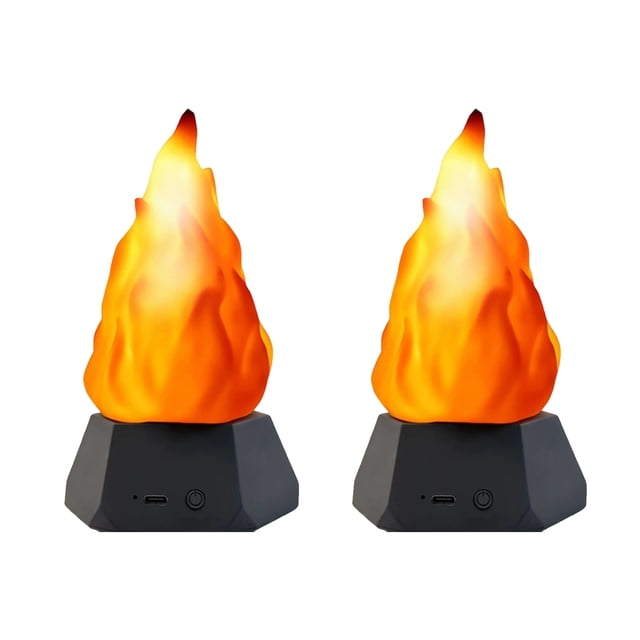 Decodeary Flame Lamp, Flickering Flame Lamp, USB Flame Light, Three Modes, Effect. Suitable At Halloween, Cam, Home Decor Black 2-pack