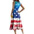 thumbnail image 4 of Women's Fashionable Sundress Sleeveless Round Neck Dress with Patriotic Print, Ruffled Hem and Zip Design for Summer Outfits,Light Blue XL, 4 of 4
