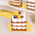 thumbnail image 2 of Efavormart 50 Pack | Mini Gold Rectangle Dessert Slice Paper Trays, Cake Boards - 2.4"X4", 2 of 11