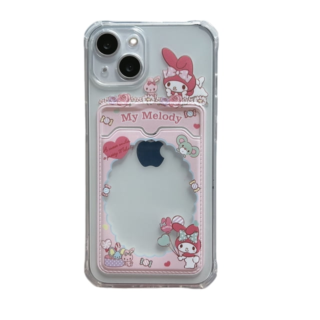 Funda transparente con patrón de Hello Kitty para iPhone, carcasa suave de TPU con ranura para tarjeta y soporte de bolsillo para modelos 7, 8, 14 Plus, 13, 12, 11 Pro Max, X, XR, XS Max Fivean unisex