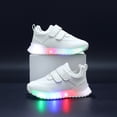 thumbnail image 3 of Kids Shoes Boys Girls Tennis Shoes Lightweight Sports Kids Sneakers Slip on with Strap Light up Shoes for Running Walking White Size 12 Little Kid, 3 of 5