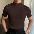 thumbnail image 2 of Dovford Mens Mock Turtleneck Sweater Short Sleeve Solid Color T-Shirts Basic Slim Fit Knitted Pullover Tees, 2 of 7