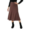 thumbnail image 4 of INSPIRE CHIC Women's Ribbed Knit A-Line Skirts Elastic High Waist Stretchy Sweater Midi Skirt S Coffee, 4 of 6
