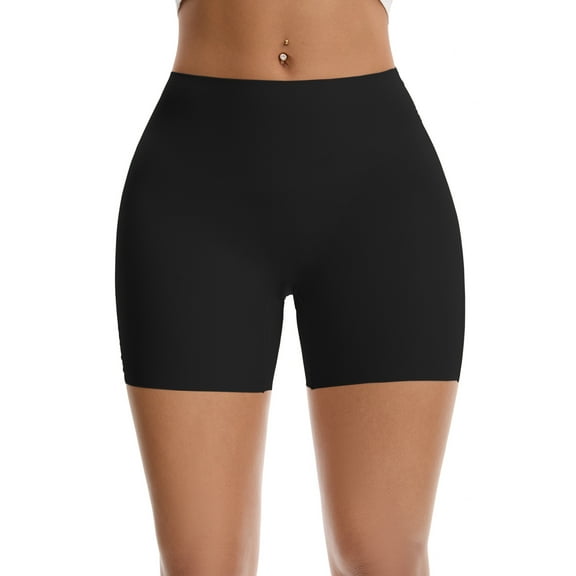 INSPIRE CHIC Women's High Waisted Seamless Shapewear Slip Shorts Shaping Boyshorts Panties Tummy Control Slimming Underwear S Black