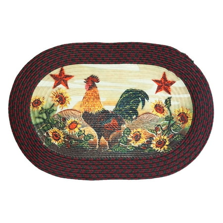 - Rooster in Sunflowers Braided Rug by OakRidgeTM