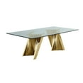thumbnail image 3 of 9pc dining set- Recatngle Glass table with gold color base and White faux leather chairs, 3 of 4