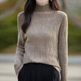 thumbnail image 2 of Juslio Women Sweaters Pullovers Turtlenecks Solid High Neck Knit Fashion Khaki, 2 of 5