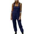 thumbnail image 2 of QATAINLAV Overalls for Women Loose Fleece Warm Winter Jumpsuits Casual Adjustable Strap Long Rompers with Pockets, Navy, M, 2 of 6