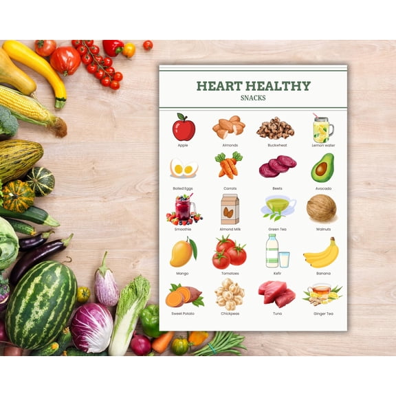 Anti Inflammatory Heart And Blood Pressure Reset Poster, Hypertension Food List Poster, Anti Inflammatory Food, Low Sodium Snacks, Heart Diet Snack List Poster