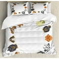 thumbnail image 1 of Dog Duvet Cover Set King Size, Various Different Dogs in Cartoon Style Looking Up in Circle Adorable Cute Characters, Decorative 3 Piece Bedding Set with 2 Pillow Shams, Multicolor, by Ambesonne, 1 of 3
