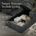 thumbnail image 6 of Oversized 122" U-Shaped Sectional Sleeper Sofa Bed with Pull-Out Bed,Storage Chaise,Type-C USB,Fuzzy Plush,7-Seat,Deep Gray, 6 of 10