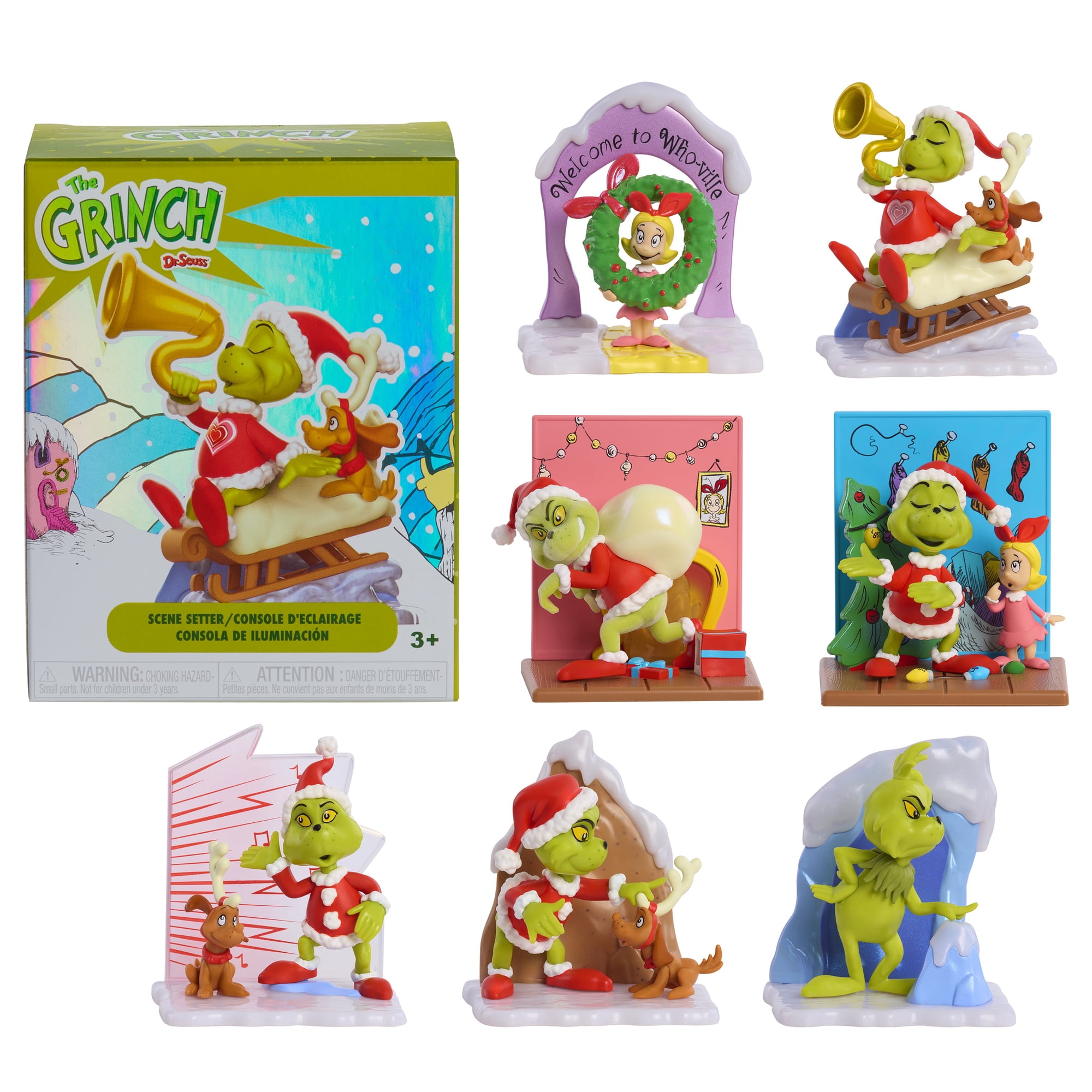Dr. Seuss The Grinch Scene Setters Blind Box Collectible Figures, Surprise Holiday Scenes with Display Bases, 3-Inch Kids Toys by Just Play, Ages 3 up