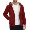 thumbnail image 2 of Babcutegg Mens Full Zip Fleece Hoodie Sherpa Lined Long Sleeve Warm Fall Winter Sweatshirt with Pockets Size M, 2 of 9