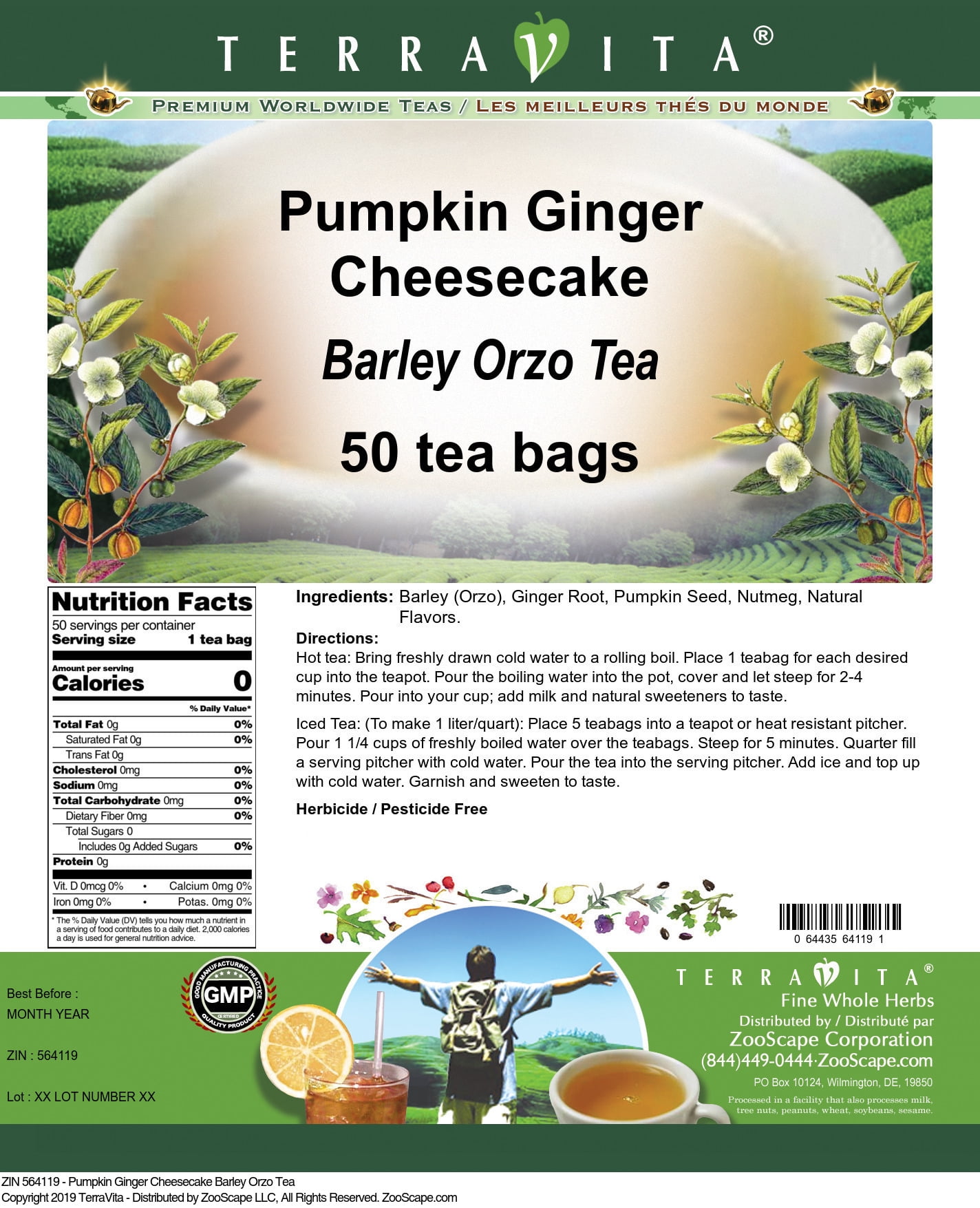 低価格 TerraVita Pumpkin Cheesecake Barley Orzo Tea (Loose) (8 oz, ZIN:  564017) Pack