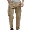 thumbnail image 2 of XFLWAM Mens Work Sports Cargo Pants Thin Straight Leg Trousers Business Casual Pants Lightweight Multi-Pocket Dungaree Khaki M, 2 of 7