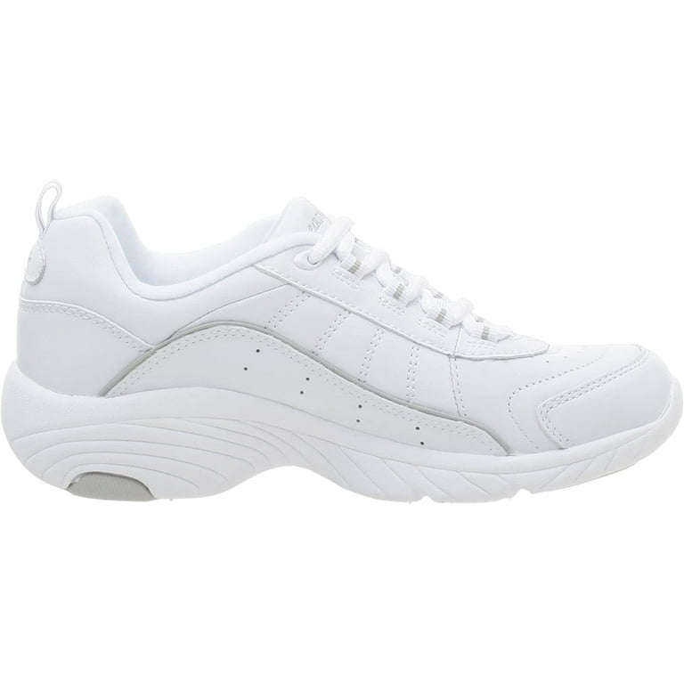 Easy Spirit Women s Punter Leather Low Top Lace up Tennis Shoes White Size 9.5 WW Walmart