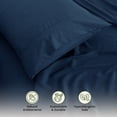 thumbnail image 6 of Lux Decor King Rayon from Bamboo Blend Sheets Set - 4 Piece Cooling Bed Sheets Set, Navy Blue, 6 of 9