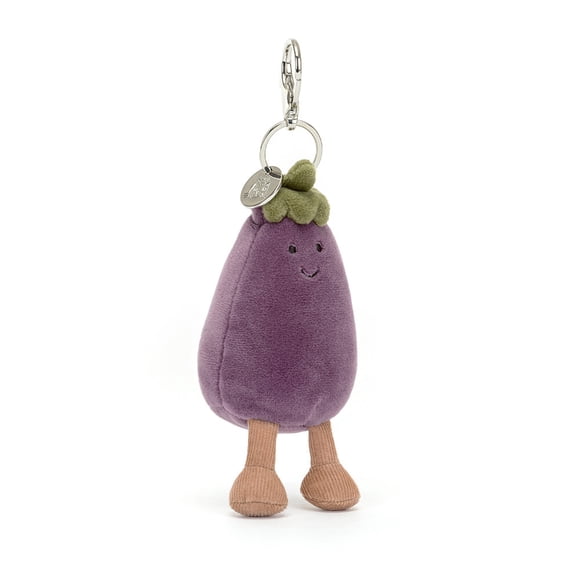 Jellycat Vivacious Aubergine Bag Charm, Purple Plush Eggplant Keychain for Bags & Backpacks