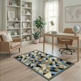 thumbnail image 2 of ODIKA 4'x6' Washable Area Rug Stain Resistant, Low Pile, Easy Care Pvc Geometric Bottom Contrasting Tonal Blocks Repeating Motif for Dorm Room, Small Living, 2 of 7