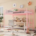 thumbnail image 4 of Loft Bed with Stairs Metal Single Loft Bunk Bed with Safety Guard Rails & Side Ladder, Space-Saving, Noise Free, No Box Spring Needed, Easy Assembly, 4 of 8