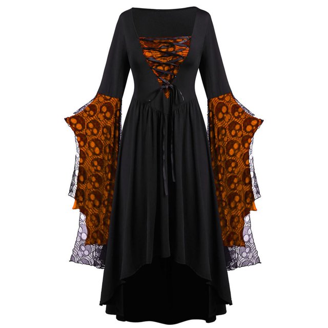 Disfraz Vintage de Halloween para mujer, vestido gótico de bruja, vampiro, fantasma, vestidos de fiesta estampados, fantasma Medieval, ropa de novia xuanjing unisex