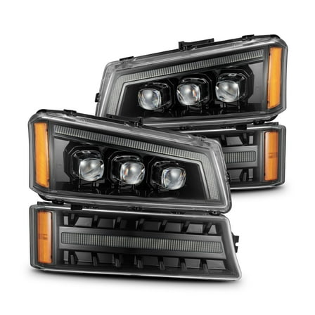 AlphaRex 03-06 Chevrolet Silverado/02-06 Avalanche (without body cladding) NOVA-Series LED Projector Headlights Alpha-Black