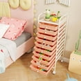 thumbnail image 5 of Costway 10 Drawer Rolling Storage Cart Scrapbook Paper Office School Organizer Skin Pink, 5 of 10