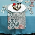thumbnail image 4 of Qinduosi Teal Grey Coral Coastal Cloth Napkins Reusable Dinner Napkins, Summer Beach Seaside Nautical Cocktail Napkin Washable Table Napkins for Wedding/Holiday Party/Baby Shower 2 PCS, 4 of 7