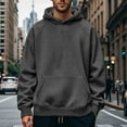 thumbnail image 2 of CFLVAEK Hoodies for Men Big and Tall Long Sleeve Casual Hoodie Solid Color Drawstring Hooded Sweatshirt with Kangaroo Pocket Dark Gray XXXL, 2 of 10