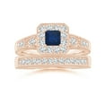 thumbnail image 4 of Angara Natural 0.4 Ct. Blue Sapphire with Diamond Halo Ring in 14K Rose Gold for Women (Ring Size: 11.5), 4 of 10