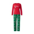 thumbnail image 2 of Family Matching Christmas Pajamas, Santa Claus Letter Print Long Sleeve Round Neck T-Shirt + Elk Print Pants, Dog Costume, 2 of 10