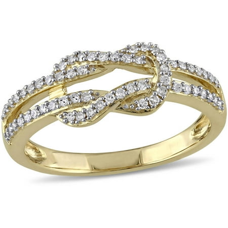 Miabella 1/4 Carat T.W. Diamond 10kt Yellow Gold Ribbon Knot Ring