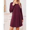 thumbnail image 4 of KISSGAL Bamboo Viscose Nightgowns for Women Long Sleeve Pajamas Dress Curved Hem Nightdrss Knee Length Sleepshirts, 4 of 7