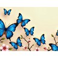 thumbnail image 4 of Beautiful Blue Butterflies and Pink Flowers Background Banner Party Decorations Backdrop Photography Props Spring Events Garden Parties Wedding Decorations, 4 of 4