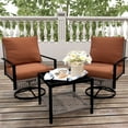 thumbnail image 4 of Ainfox 3-Piece Ourdoor Furniture Set- Premium Patio Swivel Bistro Set, Wicker Rattan Coversation Rocking Chairs w/Glass Top Table & Cushions,Brown, 4 of 11